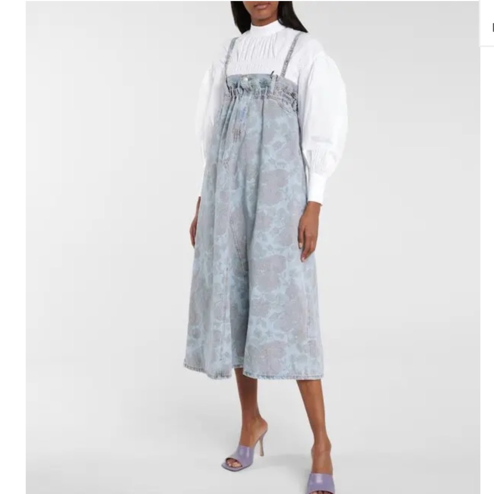 Ganni x Levi’s Cinched Floral Print Denim Midi Dress Size XXS - Picture 4 of 13
